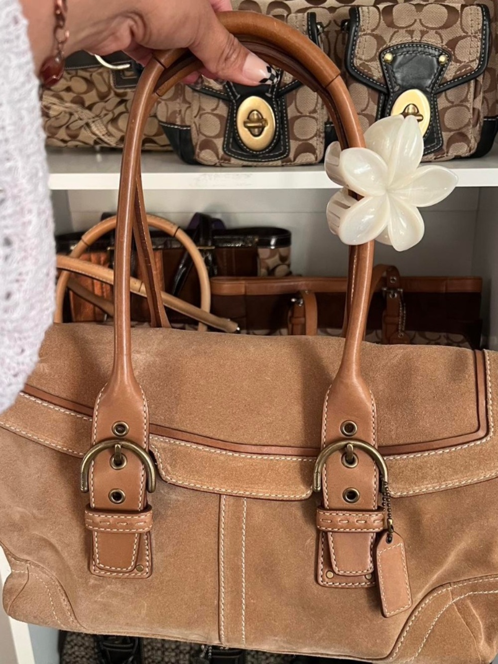 Coach SoHo Suede Flap Satchel Hamptons series No. F04S-9674